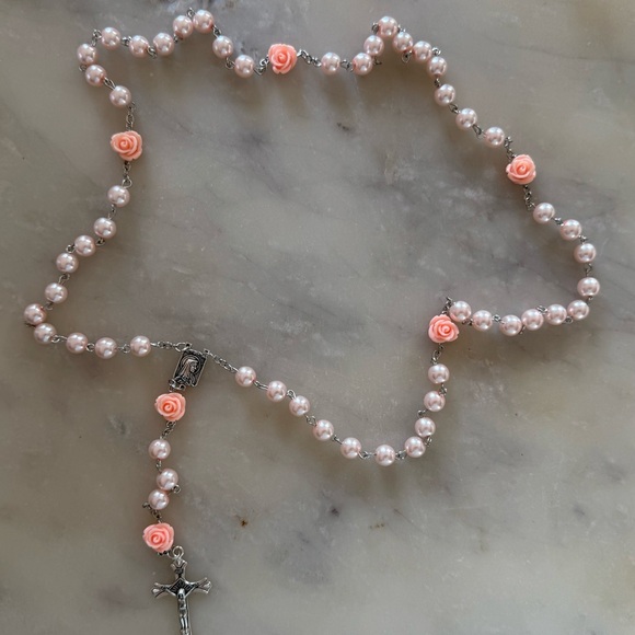 NEW Pink Roses + Beads Rosary - Picture 5 of 6
